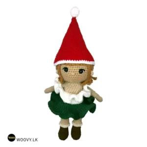Woovy Crochet Doll Grace with Santa Hat - Festive holiday crochet doll perfect for Christmas celebrations.
